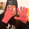 Утолщенные Перчатки Милые Забавные Зимние Перчатки Вязаные Перчатки Варежки для Катания Теплые и Уютные Модные Перчатки с Сенсорным Экраном Вязание