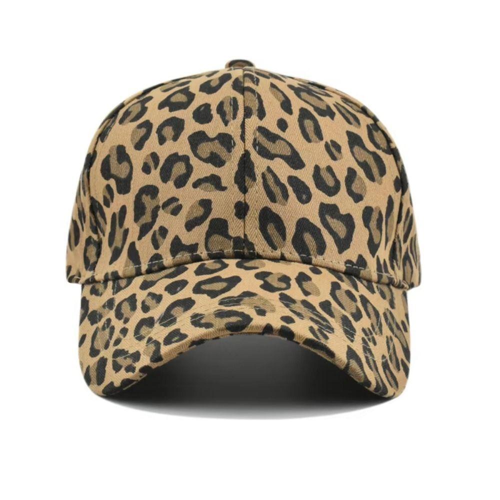 Leopard Print Baseball Cap Adjustable Sun Bonnet Casual Long Brim Visors Travel