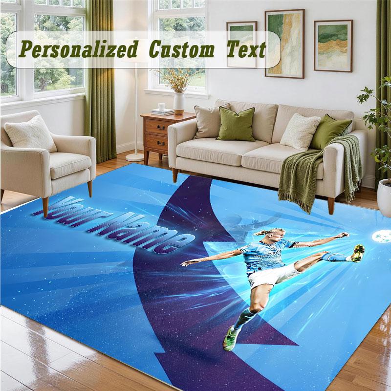 Crystal Velvet Square Rug Custom NameErling Haaland Pattern Non Slip Home Floor Decor Rug
