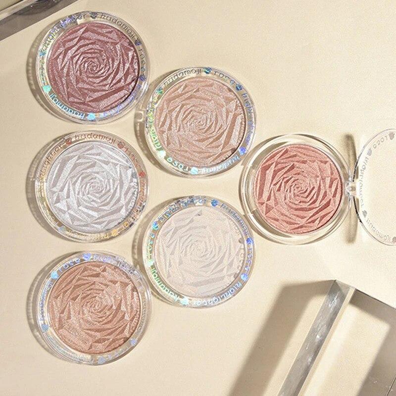 Hudamoji 6 цветов, хайлайтер, пудра, блестящая палитра для макияжа, свечение контура лица, мерцающий осветитель, яркая косметика