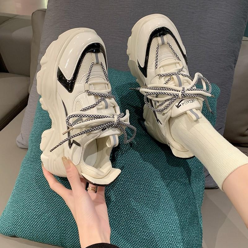 Обувь для папы из натуральной кожи на платформе, новая женская весенняя универсальная женская спортивная повседневная обувь