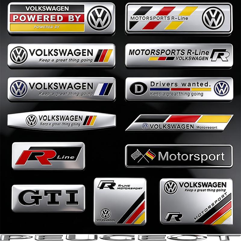 Volkswagen Серия Алюминиевая Наклейка Наклейки На Кузов Автомобиля Для VW GTI Polo Golf Passat Tiguan Arteon Taigo Caddy Jetta CC Колпак Колеса EG1