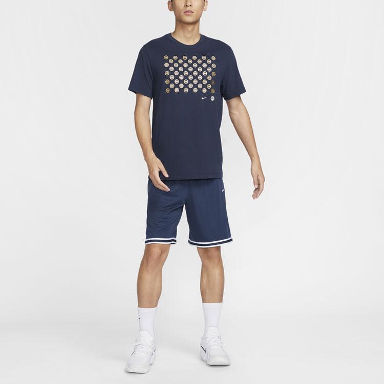 Nike Футболка с коротким рукавом для баскетбола, удобная, быстросохнущая, с принтом логотипа, мужская, топы, обсидиан HF6072451