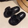 2025 осень и зима мода повседневные универсальные с высоким чувством толстая подошва ins тренд мода плюшевые однословные пушистые тапочки