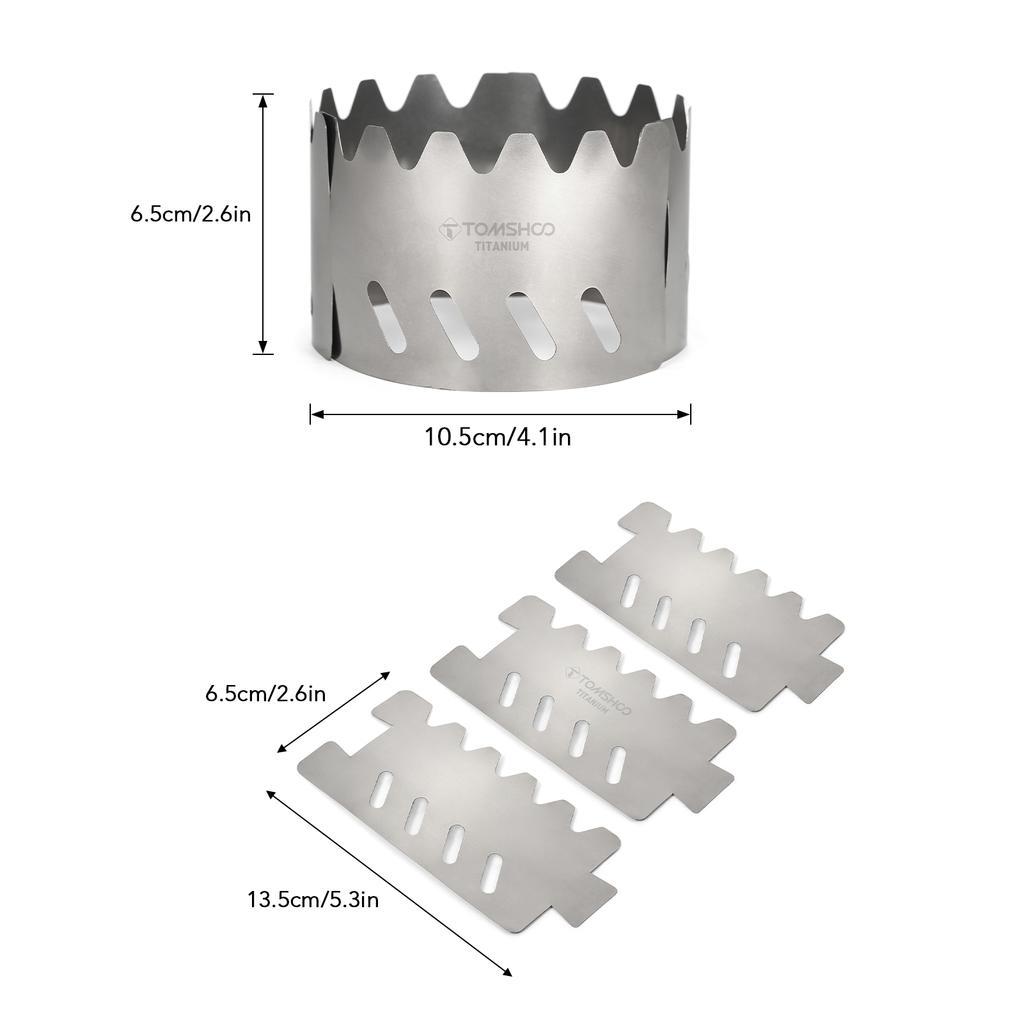 TOMSHOO Portable Outdoor Ultralight Titanium Alcohol Stove Rack Stand Windscreen for Camping Hiking Backpacking