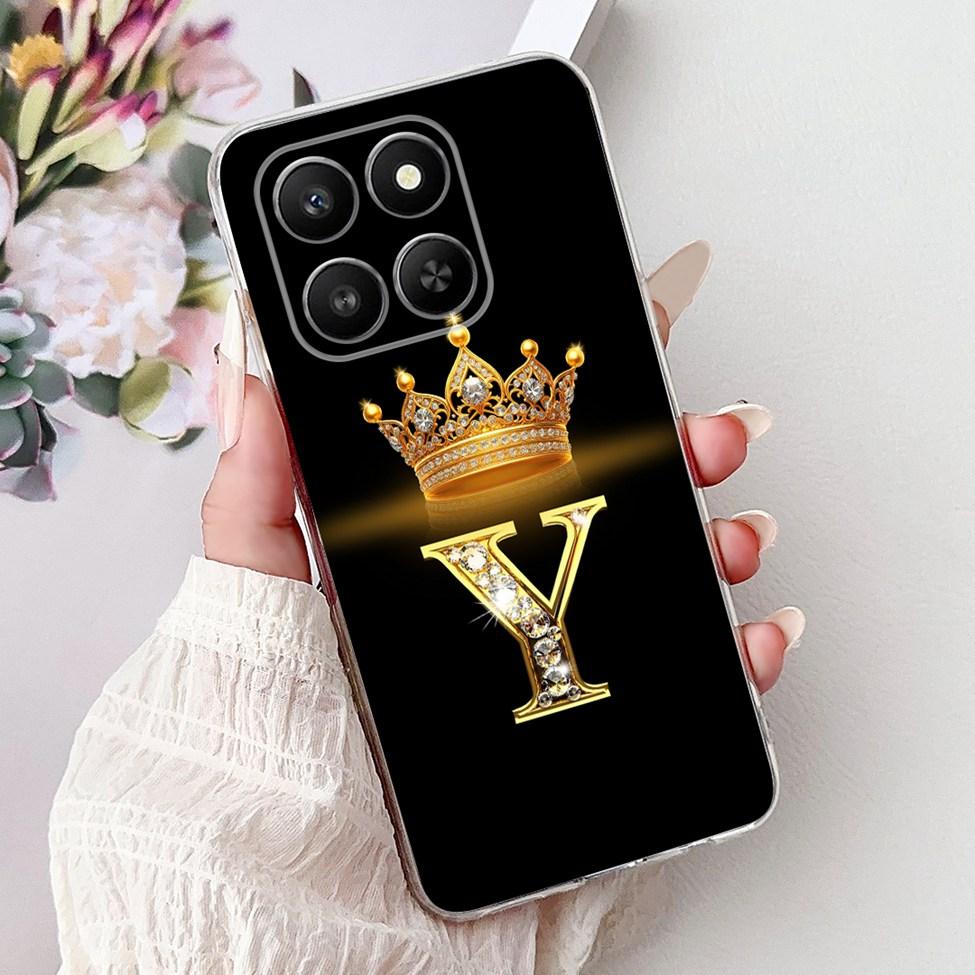 Clear For Honor 400Smart 5G LGN-NX1 Case For Honor 400 Smart Cover Luxury A-Z Letters Fashion Flowers Crown Soft Bumper Casing