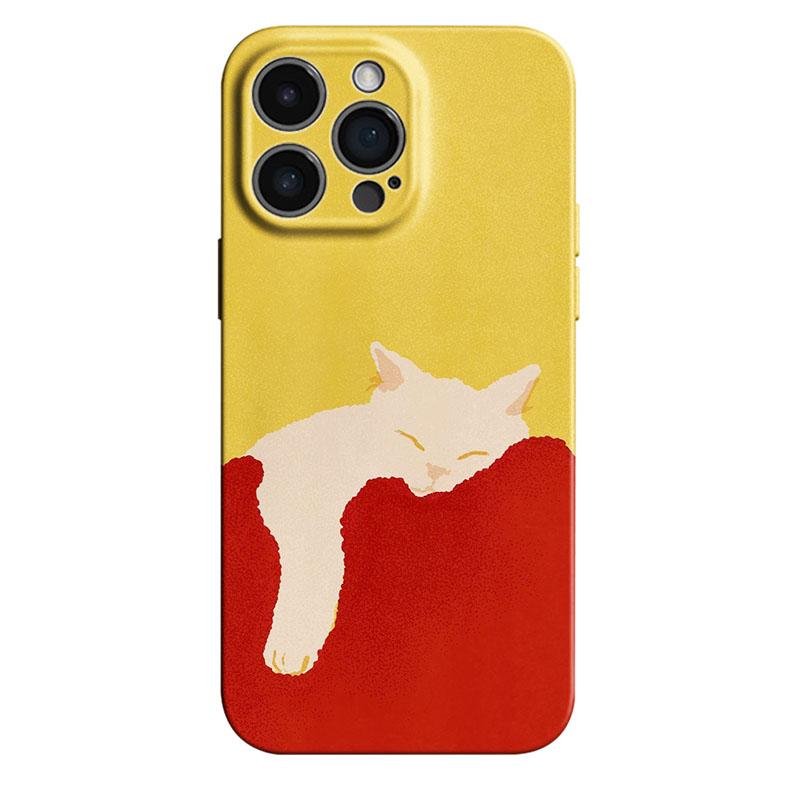 Глянцевый жесткий чехол из поликарбоната с рисунком спящего кота для Xiaomi Redmi Note 15 13 12S 12 11S 11 10 9 Pro Plus Max 4G 5G