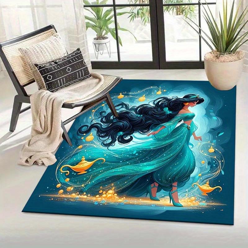 1pc Princess Jasmine Pattern Area Rug Soft Flannel Floor Mat for Living Room, Office, Bedroom, Outdoor and Camping, Sofa Coffee Table Floor