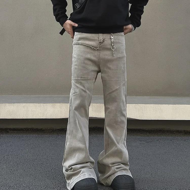 Мужские серые джинсы High Street Straight Flared Slim Fit 2023 года