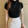 2024 Women's Slim Fit Knitted Half Turtleneck Short-Sleeve Sweater Top