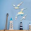 3-Piece Set Wooden Seagull Wall Decorations Nautical Coast Theme Retro Beach Marine Bird Living Room Bedroom Decoration