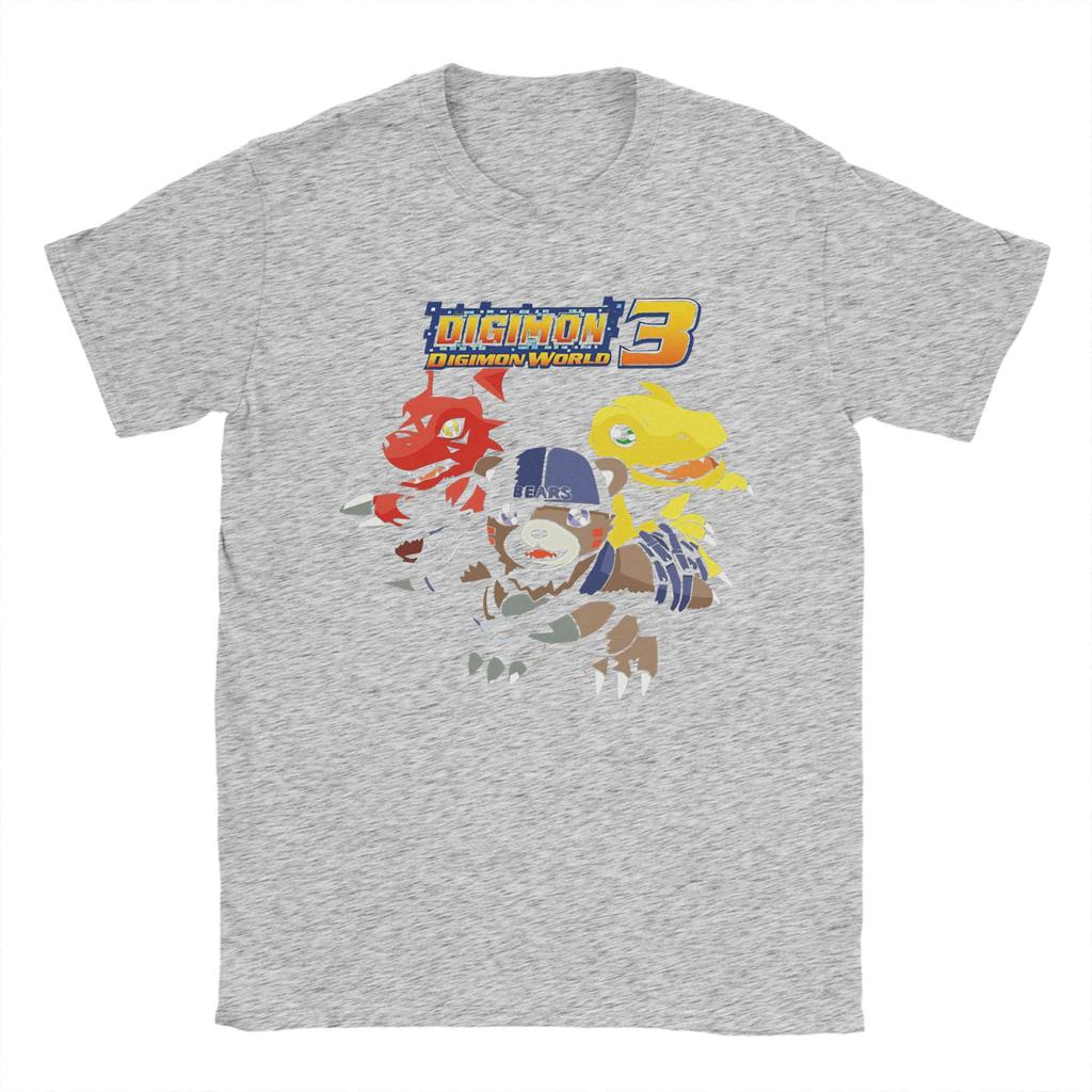 digimon world T Shirt Men Cotton Tops Retro Crewneck Short Sleeve