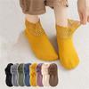 Autumn Winter Hollow Lace Short Floor Socks Silicone Anti Slip Warm Velvet Loose Mouth Socks Low Tube Thicken Meia