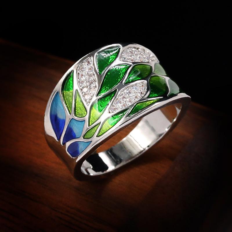 European and American Women's Rings Colorful Enamel Flowers Fashionable Personalized Accessories