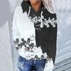 Women Long Sleeved Flower Print Hoodie Pocket Drawstring Pullover Basic Casual Tops Versatile Hoodies New Sweatshirts