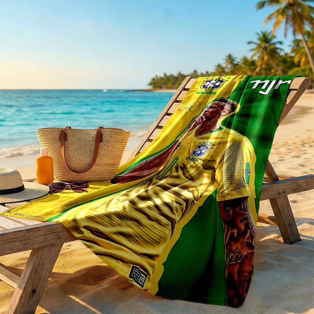 Brazilian Football Player Beach Towel High Absorbency & Quick-Dry Comfortable Lightweight Perfect for Traveling Yoga Camping and Swimming