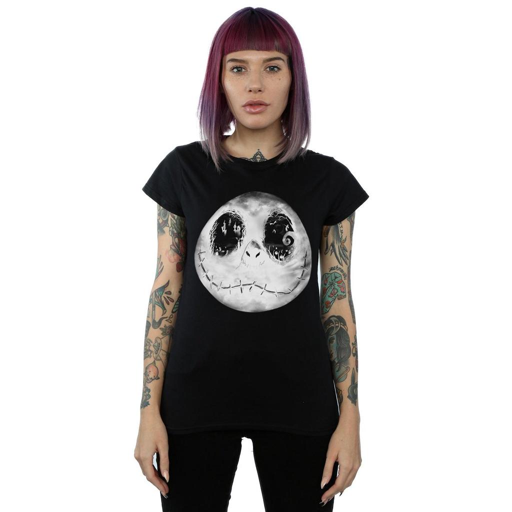 Disney Womens/Ladies Nightmare Before Christmas Jack Moon Face Cotton T-Shirt