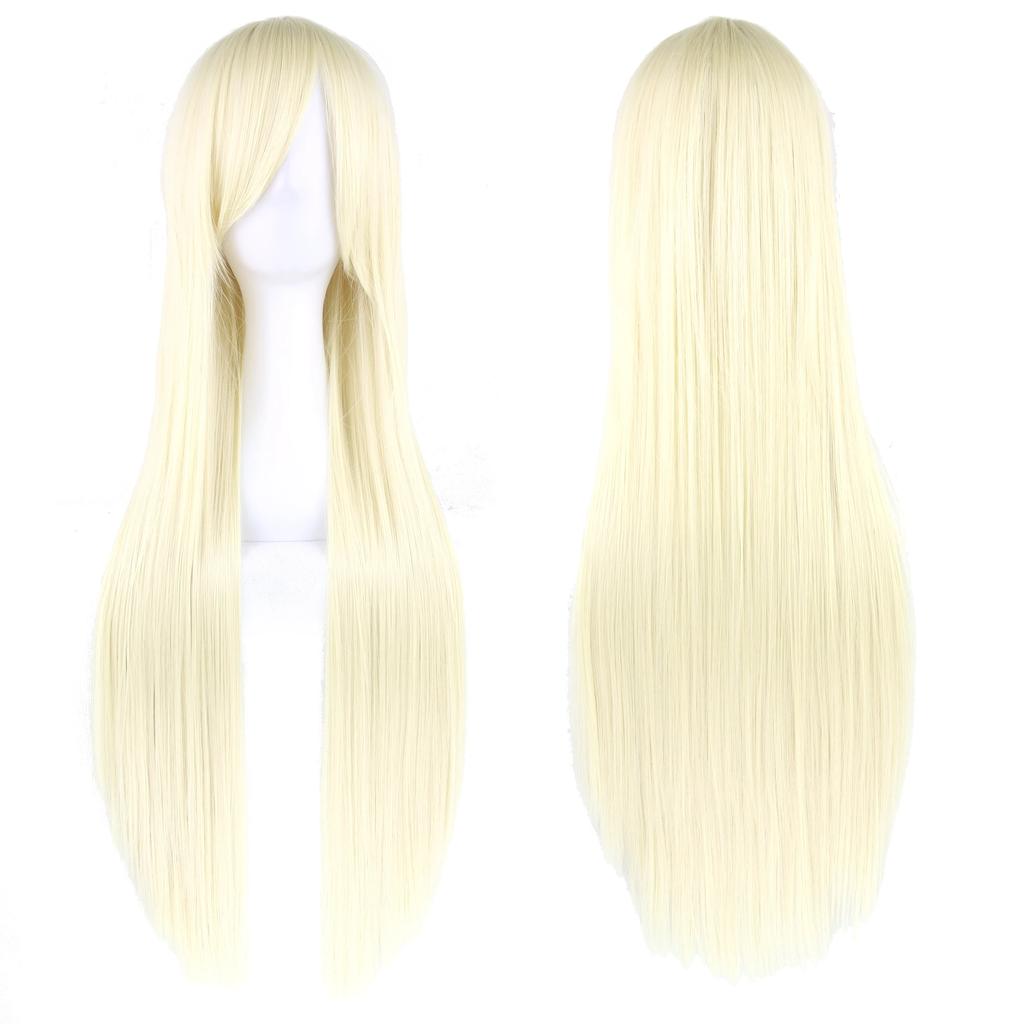 Professional 80cm Long Straight Wigs Pink Green Party Hair Accessories Synthetic Hair Cosplay Wig for Women