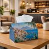 1pc Mediterranean Coastal Tissue Box - Ocean Village Boat View Napkin Storage Box, Suitable for Rolls/facial Tissues/single Sheets,Two Sizes Available