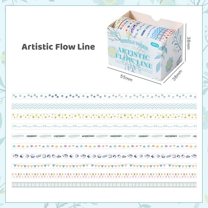10 Rolls Gentle Color Tone Washi Tapes Set Super Mini Basic Flower Pattern 5mm Lace Paper Masking Tape Decoration Stickers