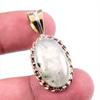 Natural Prehnite Gemstone 925 Solid Sterling Silver Two Tone Pendant 1.5" R1j11