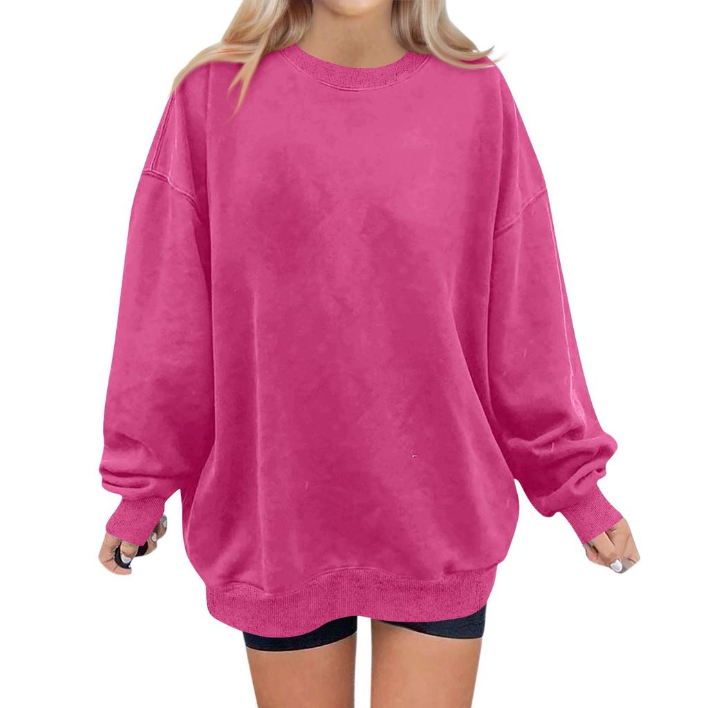 Женская модная повседневная однотонная толстовка с длинным рукавом