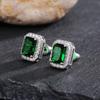 Gorgeous Green Cubic Zirconia Stud Earrings for Women Noble Wedding Party Earring Fine Birthday Gift Lady Fashion Jewelry