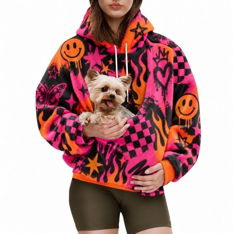 2026 Womens Halloween Print Oversized Hoodie Fall Winter Loose Fit Sweatshirt