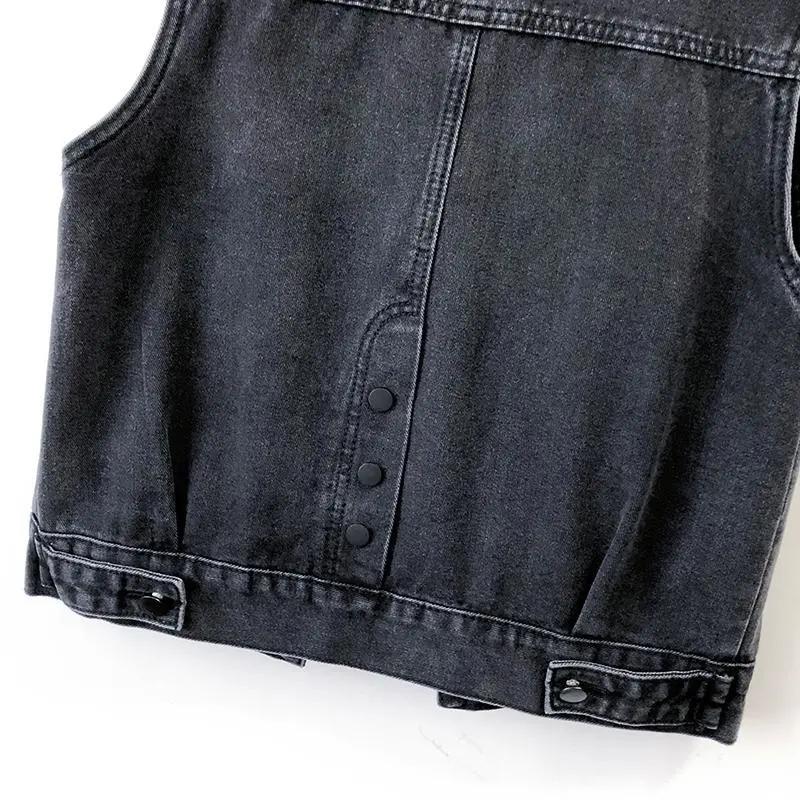 Модный джинсовый жилет большого размера с пайетками, женский жилет, куртка, короткий жилет на весну и осень