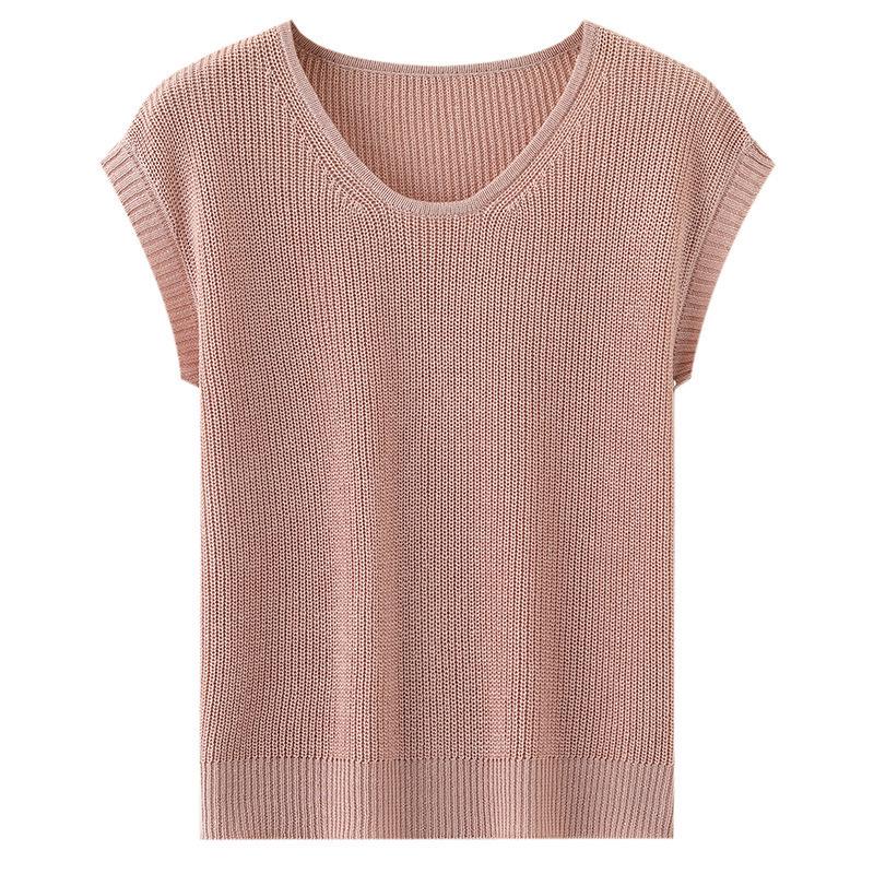 Plus Size Sleeveless Linen Knit Top - Women's Breathable Spring/Summer Pullover