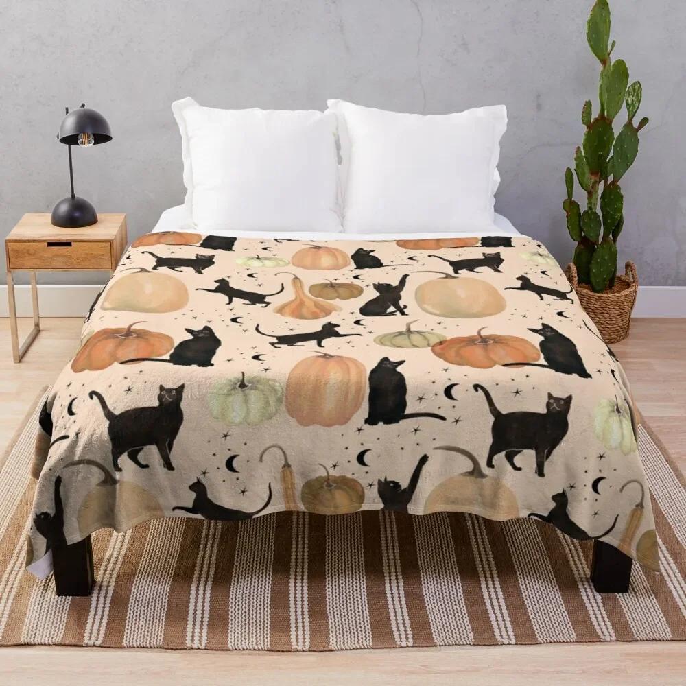Halloween Flannel Throw Blanket Cute Pumpkin Ghost Bat King Queen Full Size Lightweight Super Soft Warm For Sofa Couch Bed Decor
