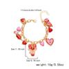 Romantic Multi Elements Love Heart Pendant Bracelets for Women Handmade Enamel Lips Flower Bracelet Valentine's Day Jewelry Gift