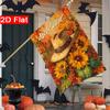 2D Flat, 2D Flat Happy Thanksgiving with Sunflowers and Cowboy Hat Garden Flag_2-28x40 Inch Outdoor Garden Flag Double-sided Home Decoration Courtyard