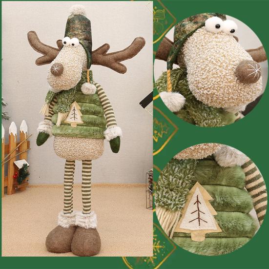 Рождественский плюшевый олень с выдвижными ногами, ручной работы, мультяшный лось, плюшевая кукла, рождественское праздничное украшение для вечеринки