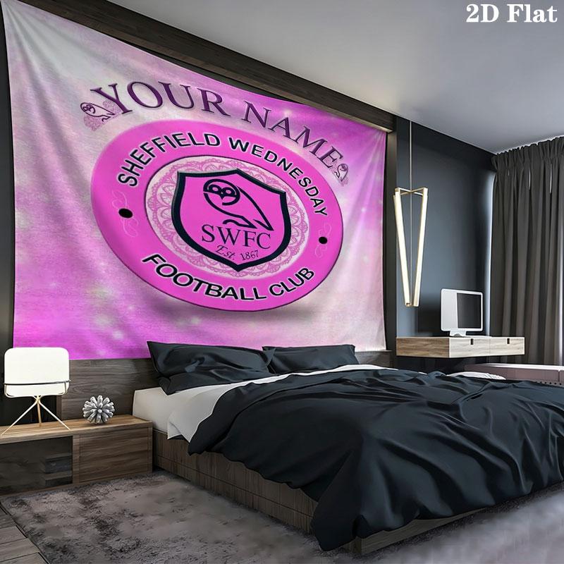 Sheffield Wednesday Football Club Custom Name Wall Tapestry Aesthetic Wall Hanging Printed Fabric Blanket Decorative Tapestries for Bedroom Living Roo