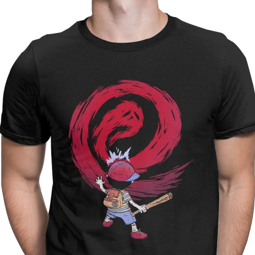 Cosmic Destroyer Earthbound Tops T Shirt for Men Mother RPG Ness Lucas Giygas Video Game T Shirts Pure Cotton Camisas Hombre