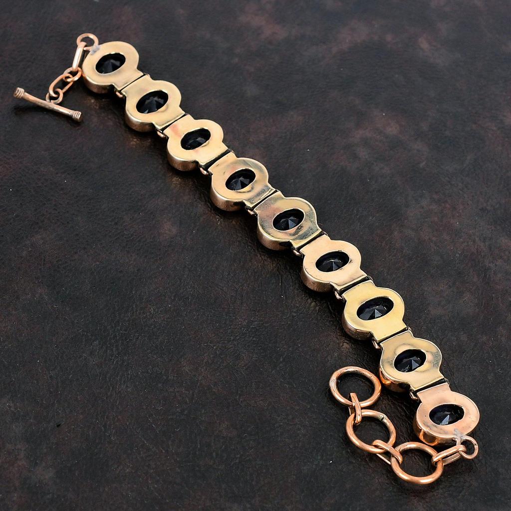 Граненый браслет из африканского аметиста, медный браслет, браслет с регулируемой цепочкой, браслет ручной работы из натуральных драгоценных камней, медные украшения, подарки для матери