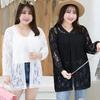 1905 Lace Cardigan Summer Top - Women's Plus Size Black & White Sunscreen Shawl Outerwear
