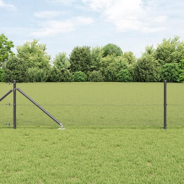 VidaXL Welded Wire Fence with 13 Pointed Posts Grey 0.8x100 M Steel 3352259