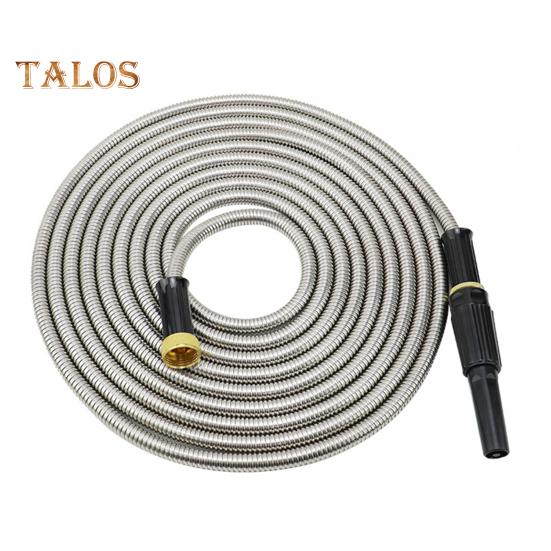 Stainless Steel Garden Hose Flexible Anti-kink Expandable Water Pipe Weather-resistant Hose with Leak Proof Brass Connectors for Car Washing Garden