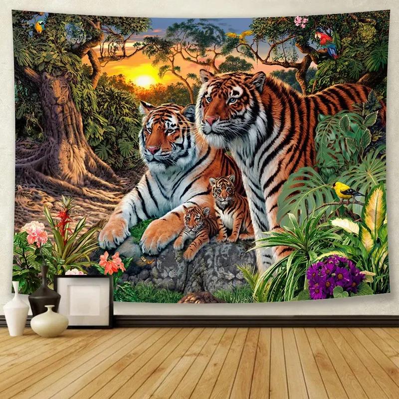 Лесной зверь Тигр Декоративный гобелен Офис Гостиная Декор Домашний Настенный Гобелен
