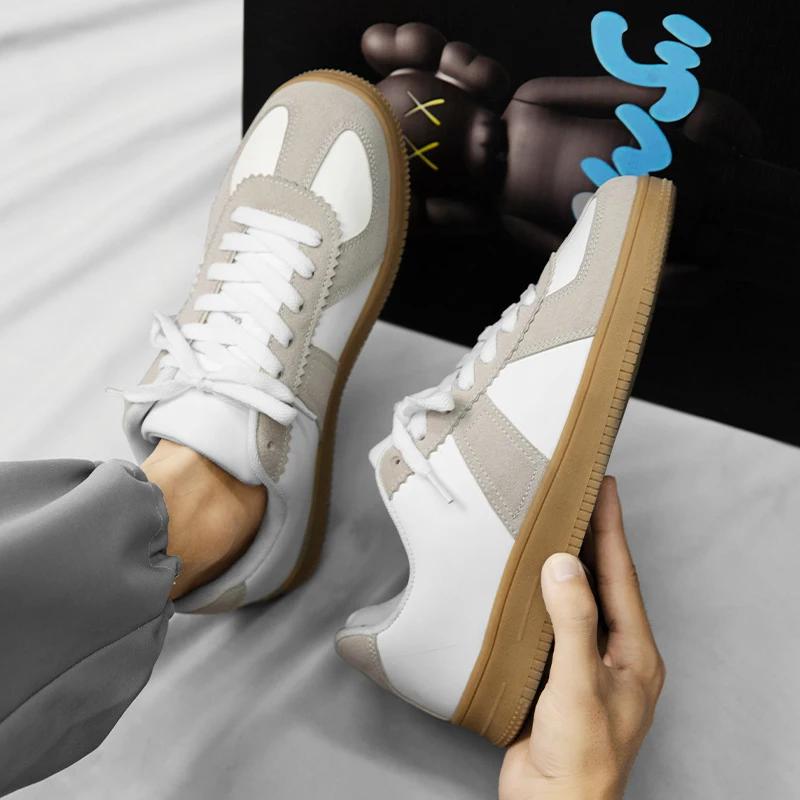 735 White Shoes for Man Casual Loafers for Men Shoes  New Genuine Leather Men Sneakers Luxury Brand Flat Summer Woman Trend