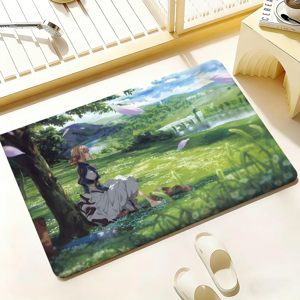 Аниме V-Violet E-Evergarden Напольный коврик Спальня Гостиная Фланелевый Коврик для двери Нескользящий Домашний декор
