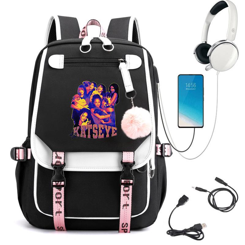 KATSEYE Fashion Girl Group Print Backpack, Large Capacity Teen Student Laptop Bookbag, Water-Resistant Daypack 60123-11