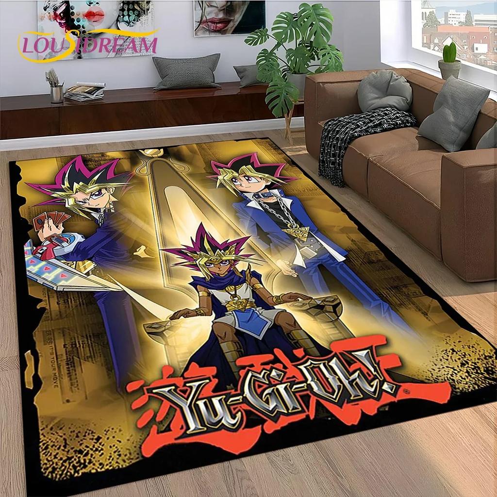 2025 New Yu-Gi-Oh Blue Eyes Dragon Monster Gold Card Cartoon Game Carpet Rug for Bedroom Living Room Home Sofa,Decor Floor Mat