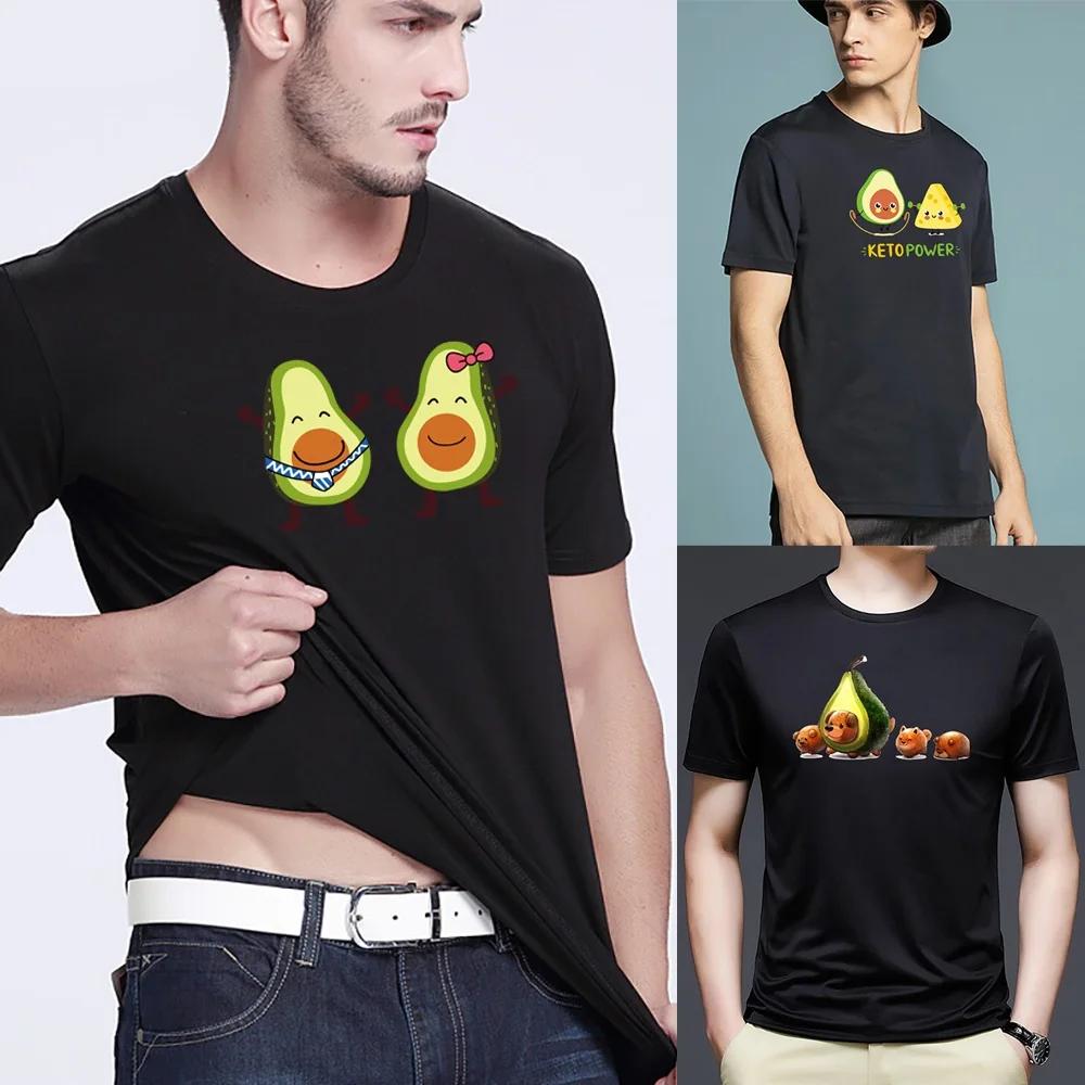Men's Top Summer Fashion Short-sleeved Men's T-shirt Avocado Printed O-Neck Short-Sleeved Loose Casual Street Top Tees Clothing