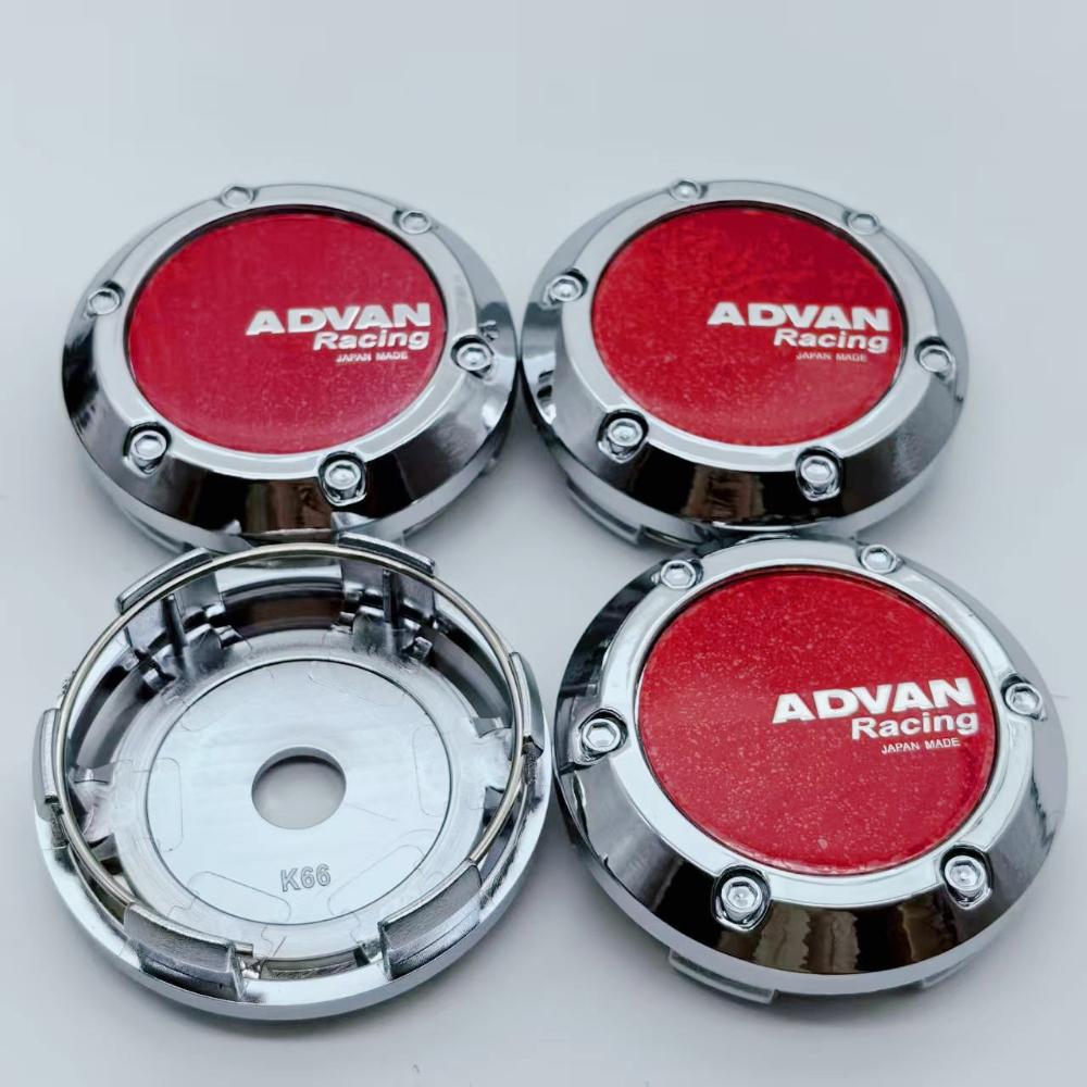 4pcs 66mm Car Wheel Center Caps With Advan Logo Emblem Badge Wheel Hubcaps Rims Hub Center Dust Cover Car Styling Accessories