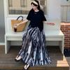 2025 Plus Size Dress Women Summer Vintage Spliced Dress Basic Long Casual Loose Dress
