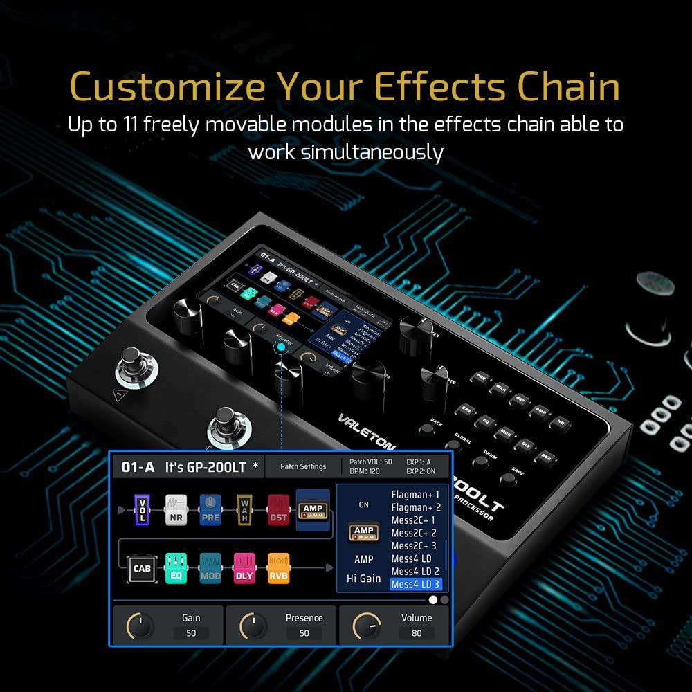 Процессор педалей Valeton для гитарного и басового усилителя, IR-кабинет, FX, MIDI, стерео, OTG, USB аудиоинтерфейс GP-200LT, педали мультиэффектов, моделирование, симуляция,