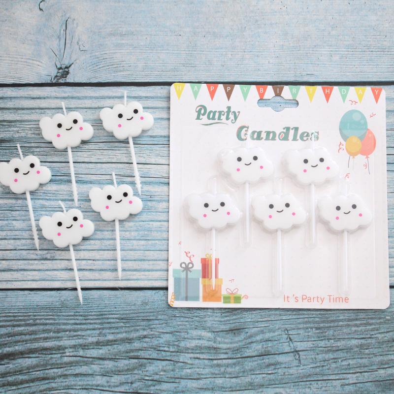 New Cute Cartoon White Cloud Birthday Candle Sucking Card 5 Pack Baking Decoration Party Candles